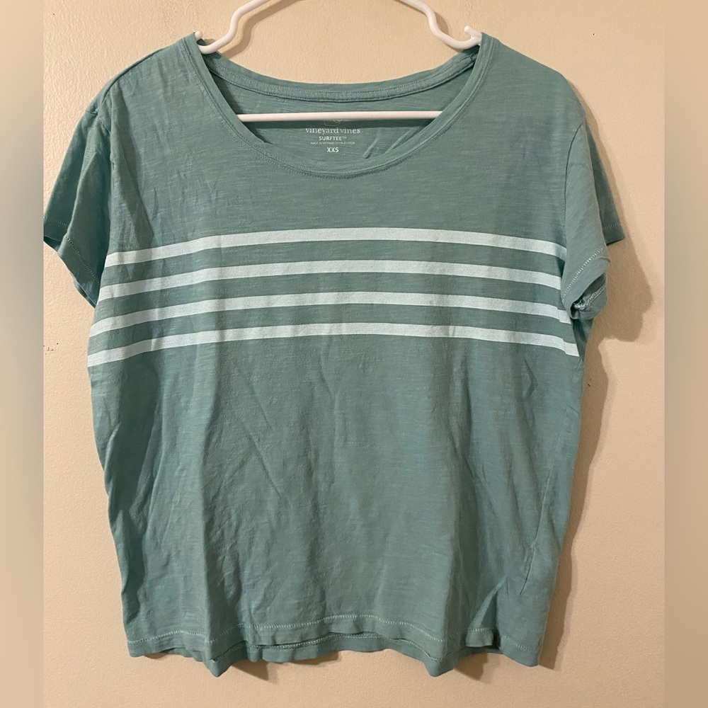 Womens Vineyard‎ Vines Green Striped Oversized Surftee Size XXS